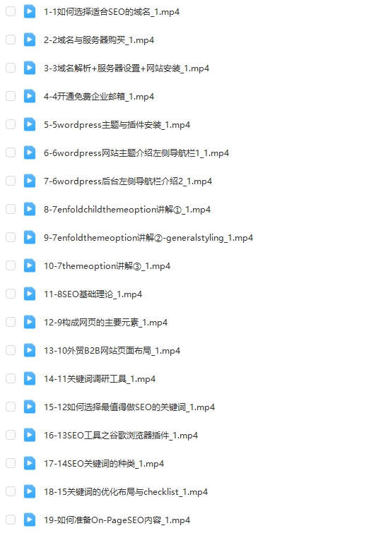 WordPress外贸建站+SEO优化课程-全系列高价值【Aa-0057】-副业圈